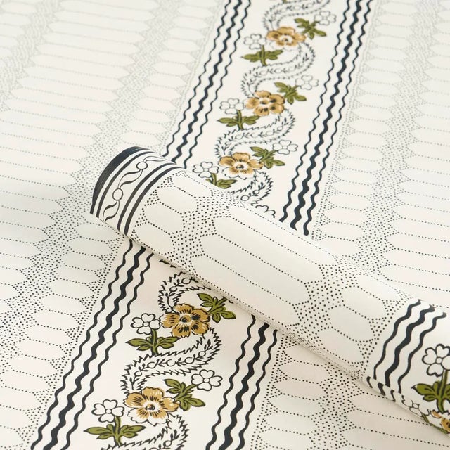 Schumacher SAMPLE - Schumacher X Rita Konig Serena Stripe Wallpaper In Ochre For Sale - Image 4 of 5