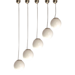 Contemporary Milky-White Sphres Murano Glass Pendant - Set of 5