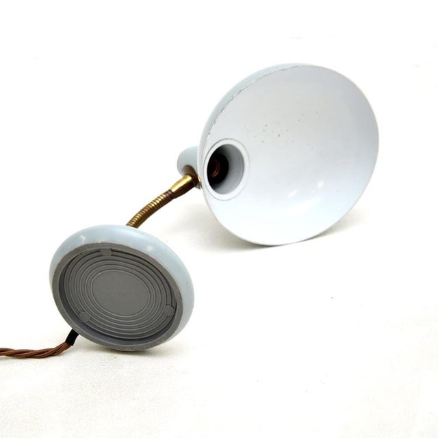 Vintage French Enamelled Tole and Brass Desk Lamp, 1960s For Sale - Image 6 of 9