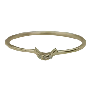 Natural Diamond Crescent Moon Ring 14k Gold Minimalist Ring Size 7