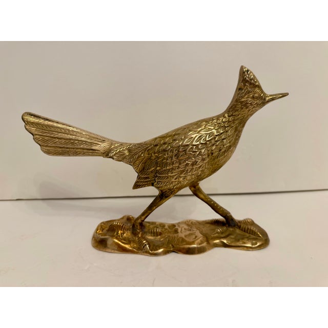Vintage Mid Century Brass Roadrunner Bird Sculpture For Sale - Image 4 of 12