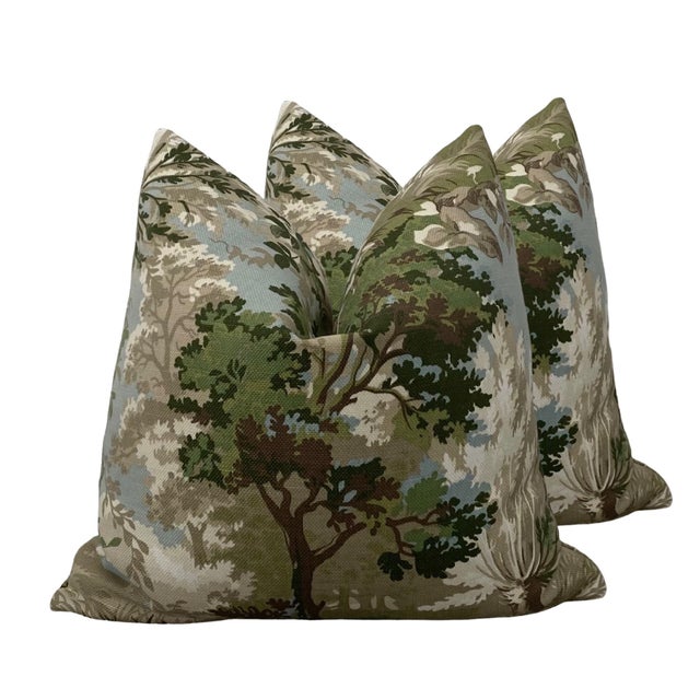 Thibaut Green & Beige Lincoln Toile 18" Pillows a Pair Chairish