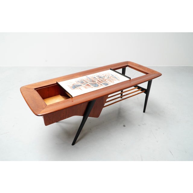 Modern Vintage Coffee Table with Built-in Bar by Alfred Hendrickx for Belform, 1950s For Sale - Image 3 of 15