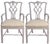 Lovely pair of Chippendale-style armchairs, freshly finished in a soft pale gray chalk paint and upholstered in classic...