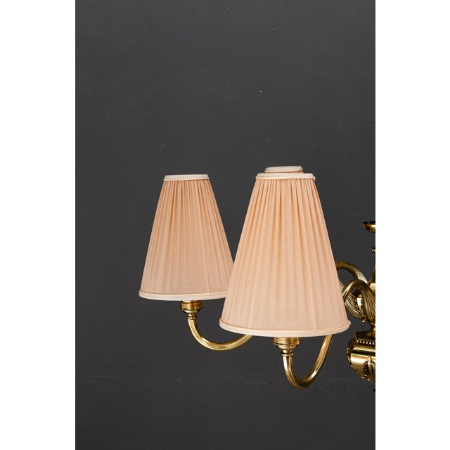 Art Deco Chandelier with Fabric Shades, Vienna, 1920s For Sale - Image 4 of 18
