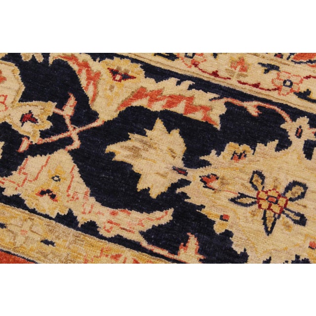 Textile Bohemien Ziegler Rust Blue Hand-Knotted Wool Rug - 9'2'' X 11'10'' For Sale - Image 7 of 8