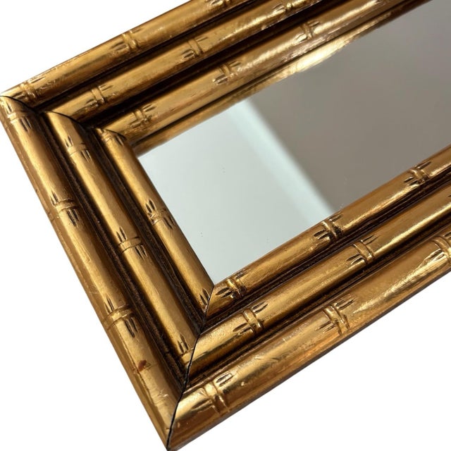 Mid 20th Century Pair of Vintage Hollywood Regency Bamboo Gilt Gold Accent Mirrors For Sale - Image 5 of 8