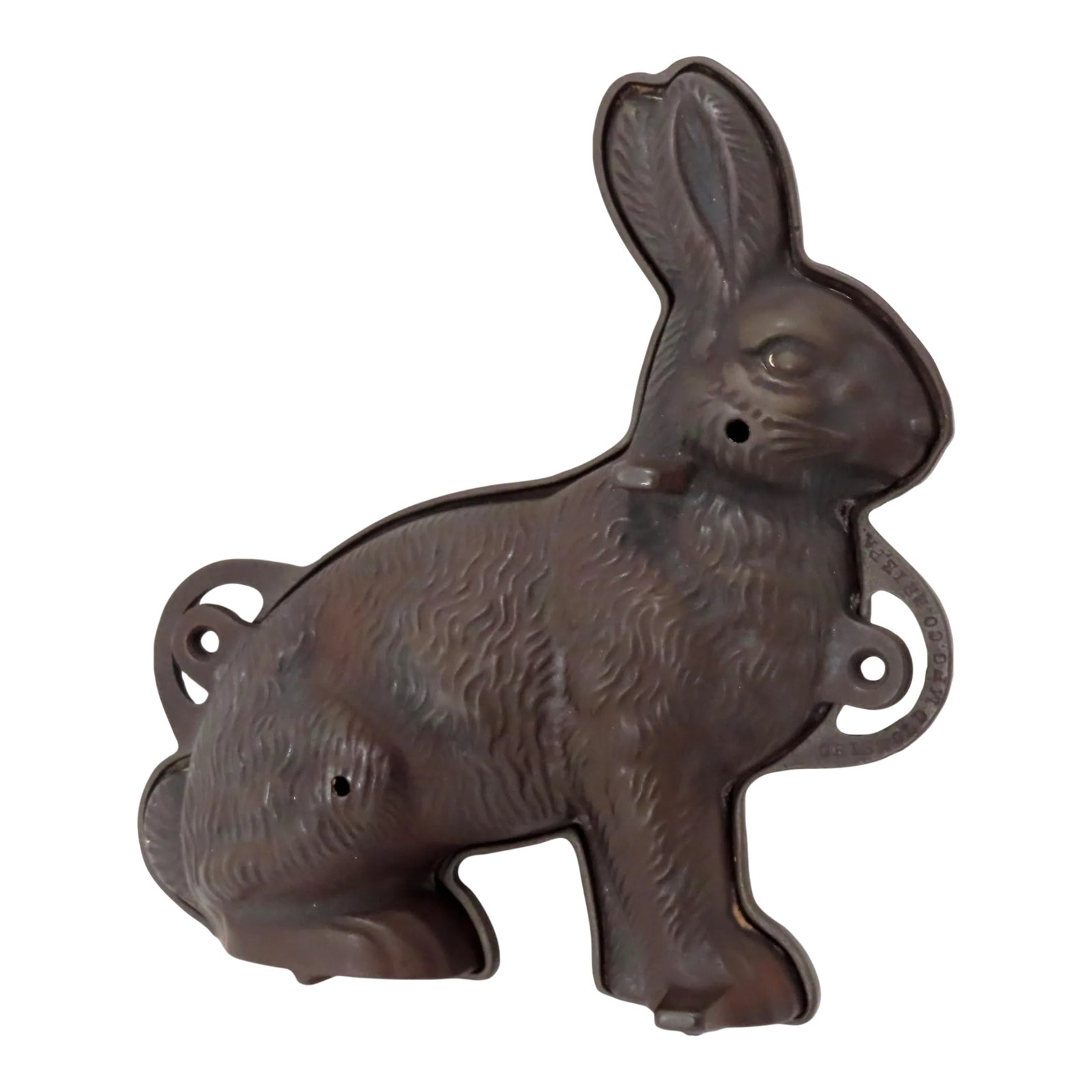 Antique Signed Griswold American Cast Iron Sitting Rabbit Cake Mold