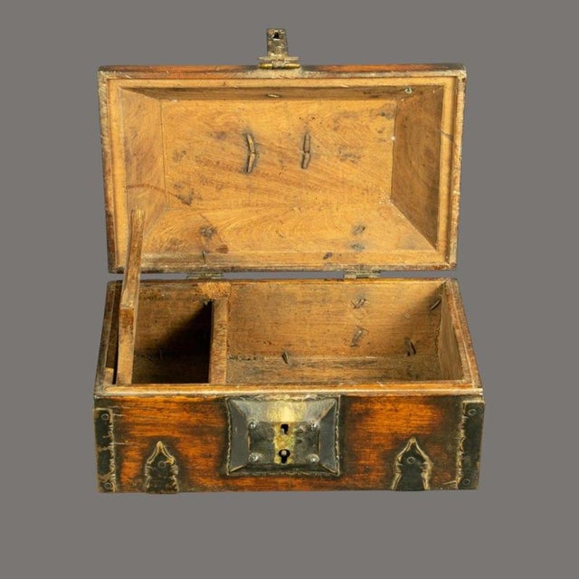 19th Century South Indian Teak & Brass Travelling Document Box For Sale - Image 6 of 7