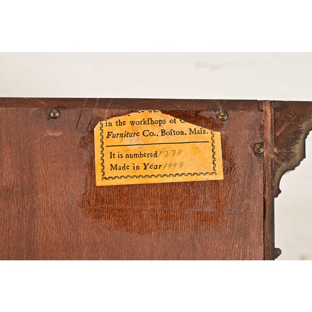 Charak Furniture Georgian Flame Mahogany Breakfront Bookcase Cabinet With Carved Eagle Finial, 1940s For Sale - Image 12 of 13