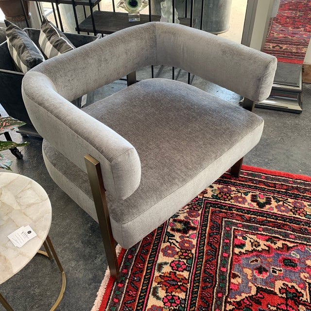 Modern Gray Velvet Chair Chairish