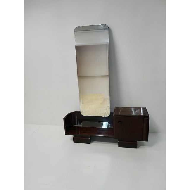 Art Deco Vanity Table with Mirror in Burl Walnut, Germany, 1940s-1950s For Sale - Image 4 of 9