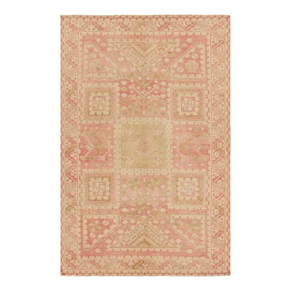 Vintage Turkish Rug in Pink, With Geometric Patterns, From Rug & Kilim For Sale