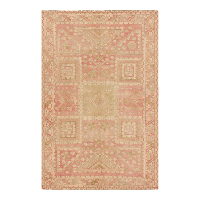 Vintage Turkish Rug in Pink, With Geometric Patterns, From Rug & Kilim For Sale