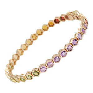 14k (585) Yellow Gold Multi Color Natural Gemstone Bracelet