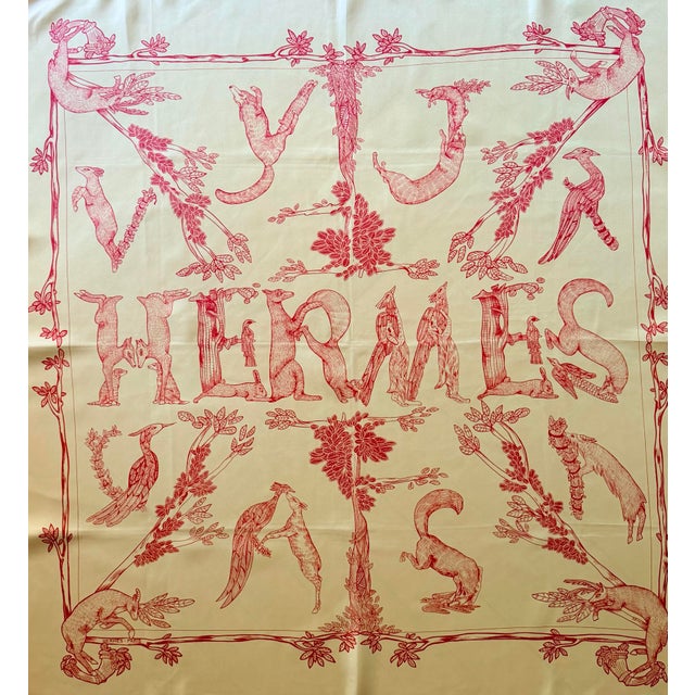 Textile Hermès Alphabet III 1990 Silk Scarf Designed by Anne Faivre For Sale - Image 7 of 12