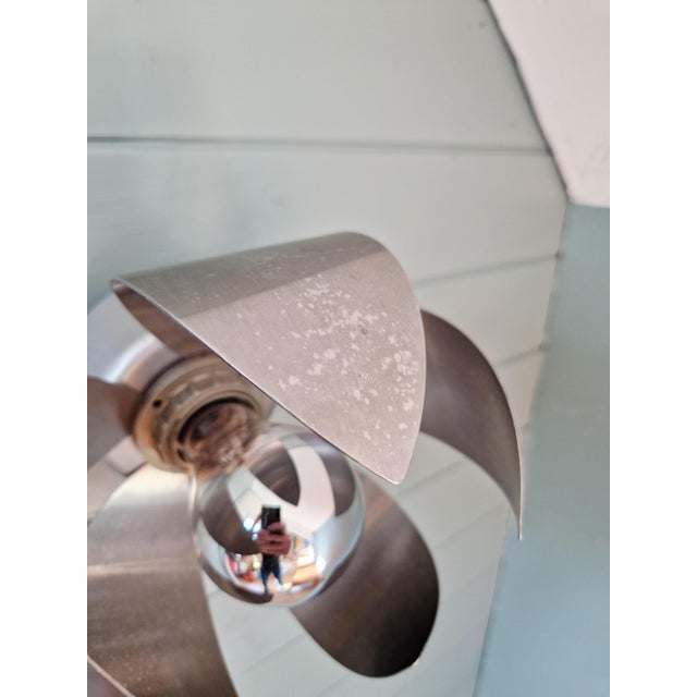 Silver Space Age Chrome Metal Wall Sconces, 1970s, Set of 2 For Sale - Image 8 of 13