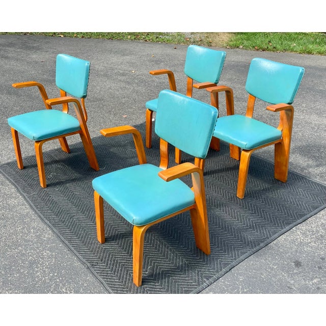 Mid-Century Modern Thonet Mid Century Modern Bent Plywood Arm Chairs - Set of 4 For Sale - Image 3 of 12