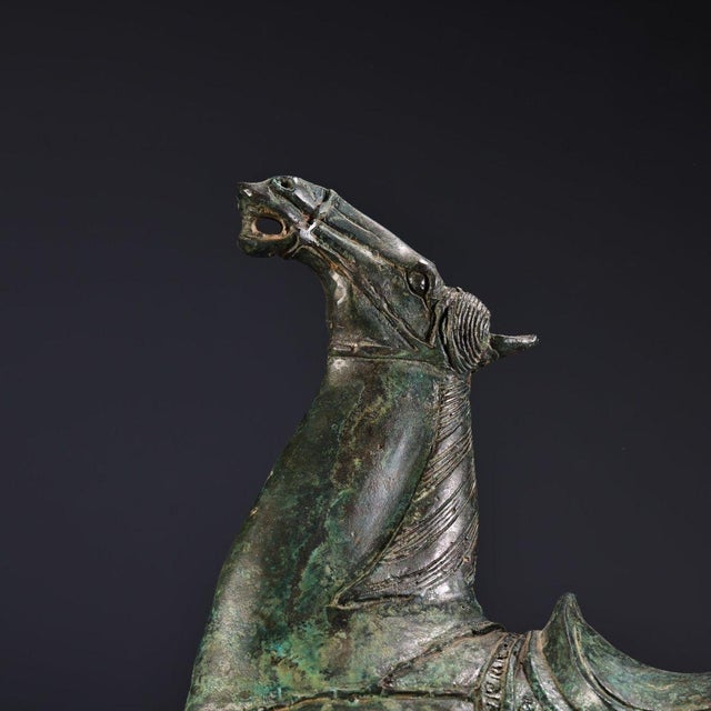 Bronze Horse Figure - Archaic Style Statue With Saddle For Sale In Los Angeles - Image 6 of 10