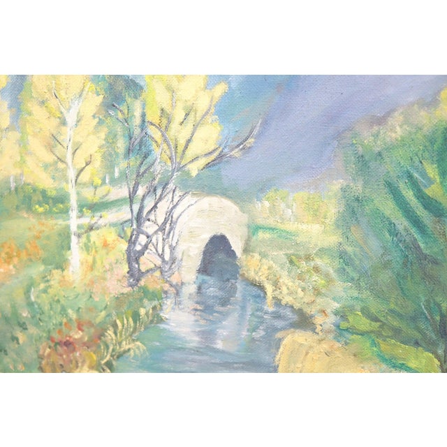 Impressionist Mid 20th Century **"Mediterranean Garden Terrace" – Framed Original Oil Painting Signed on the Bottom For Sale - Image 3 of 6