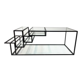 Industrial Modern Metal and Glass Cocktail Table For Sale