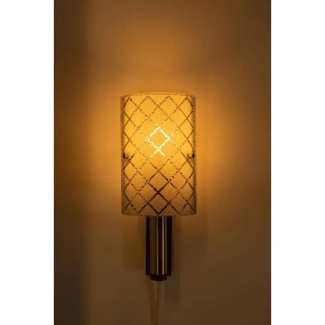Vintage Bohemian Wall Lamp in Milk Glass and Teak Wood For Sale - Image 6 of 12