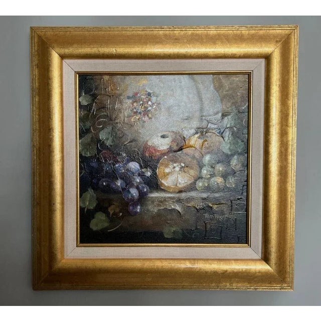 Greige Still Life Framed Oil Paintings on Canvas by Pam Rogers - a Pair For Sale - Image 8 of 12