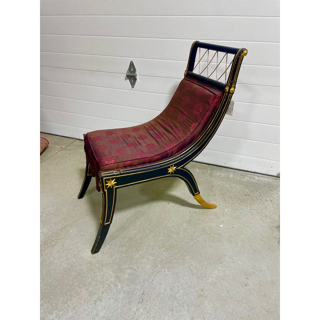 A real art piece here: A French Empire-style occasional chair made by Brunovan Inc. (NYC) in a black lacquer finish with...