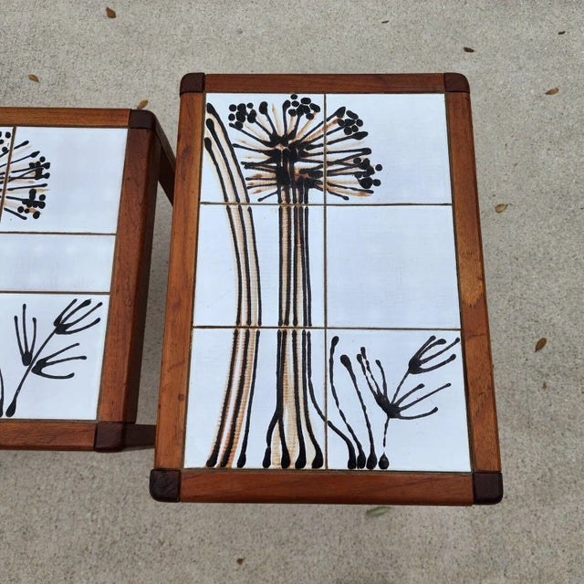 Mid-Century Modern MCM Danish Nesting Tables Mobelfabrikken Toften Teak Tile For Sale - Image 3 of 12