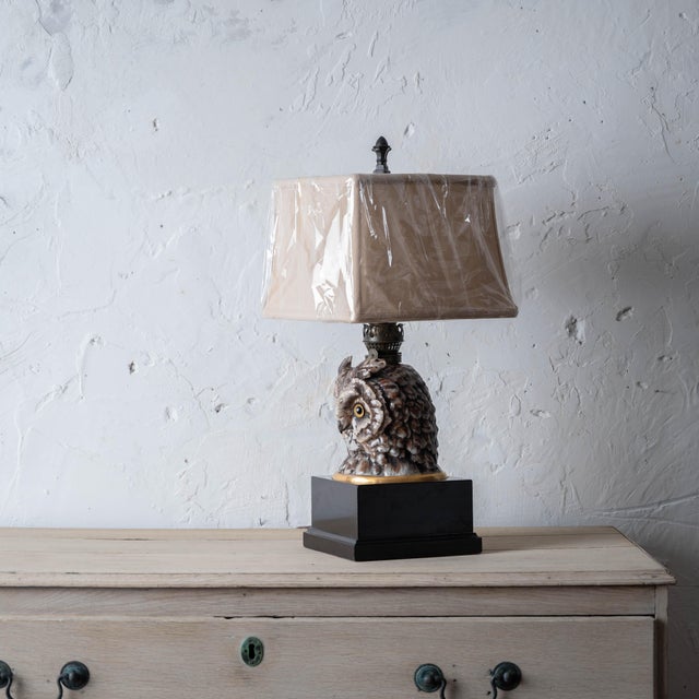 Gray 1880s Victorian Porcelain Owl Lamp For Sale - Image 8 of 14