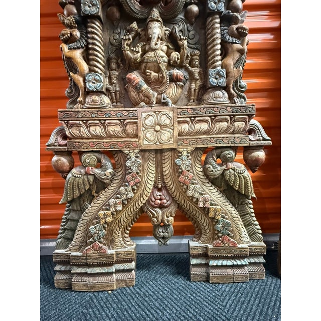 Wood Grand 6ft Custom Architectural Hand-Carved Hardwood Temple Panels - Pair For Sale - Image 7 of 18