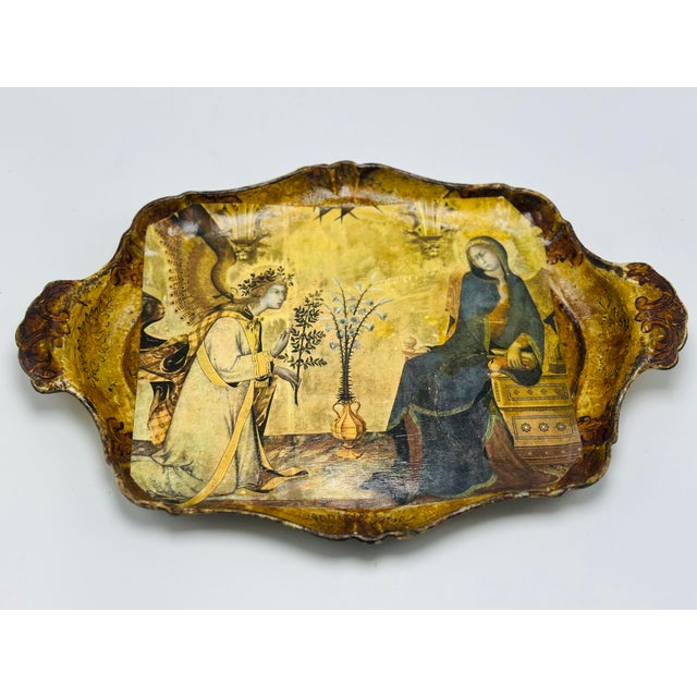 Khaki Vintage Decoupage Tray For Sale - Image 8 of 9