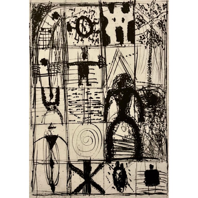Surrealism Santi Moix, Spanish Artist Santi Moix Aquatint Etching Ed 2/3 Surrealist Abstract Symbols For Sale - Image 3 of 7