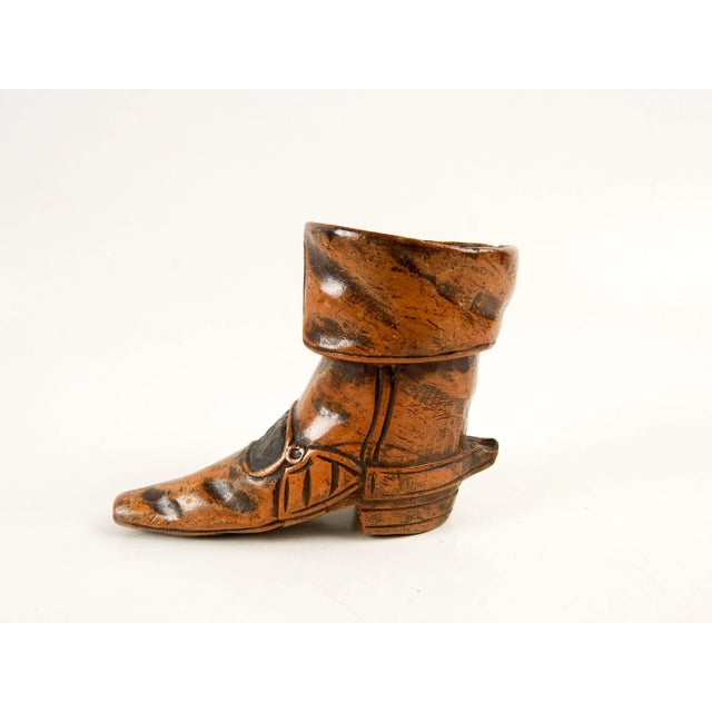 Wood Antique Hand Carved Wood Boot Match Holder Striker For Sale - Image 7 of 7