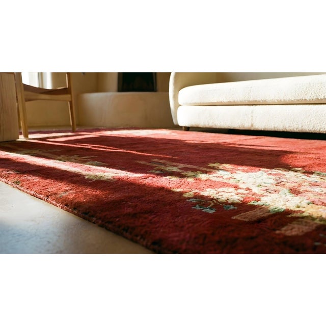 Beautiful Red Color With Deliciated Floral Design Antique Chinese Art Deco Rug For Sale - Image 11 of 12