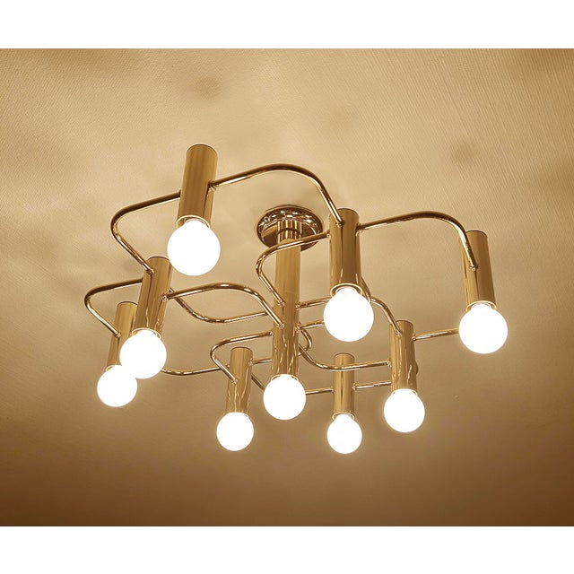 Large Space Age Gilded Ceiling Light from Leola For Sale - Image 10 of 18