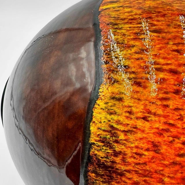 Ceramic Orange Ceramic Ball Vase with Handle from Jasba, 1970s For Sale - Image 7 of 9