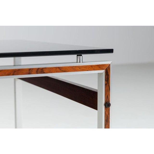 Scandinavian Coffee Table in Metal, Teak and Smoked Glass Denmark 1960 For Sale - Image 13 of 15