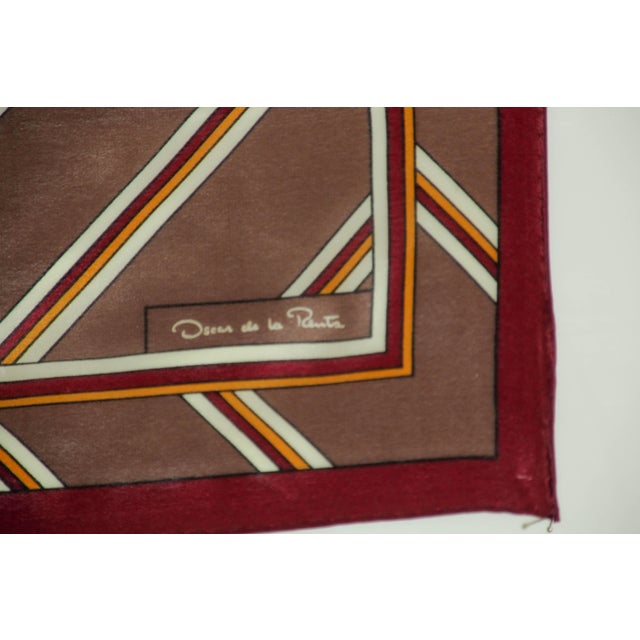 Oscar de la Renta Brown Silk Scarf Pocket Square Handkerchief For Sale In Palm Springs - Image 6 of 12