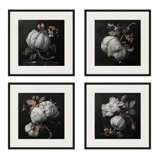 Set of 4 - Art Wall Installation 40' X 40' - 'Blossoming Flowers' - Limited Edition Botanical Photograph Prints For Sale