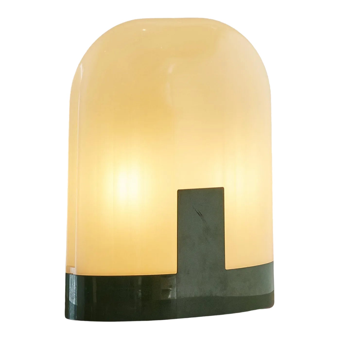 Forest Green + Cream Acrylic Dome Table Lamp, 1970s Chairish