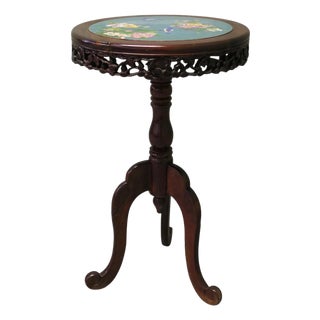 Ornate Chinoiserie Cloisonné Wine Table with Birds and Flowers, 1920s For Sale
