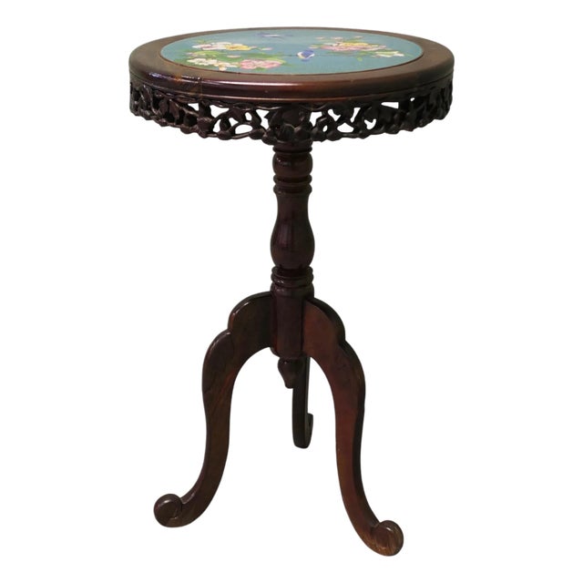 Ornate Chinoiserie Cloisonné Wine Table with Birds and Flowers, 1920s For Sale