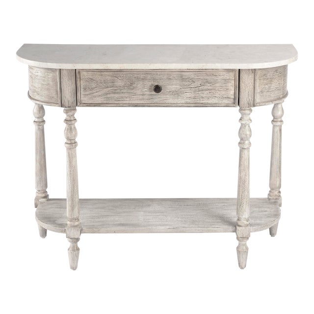 Danielle Marble 40" 1 Drawer Console Table, Gray For Sale