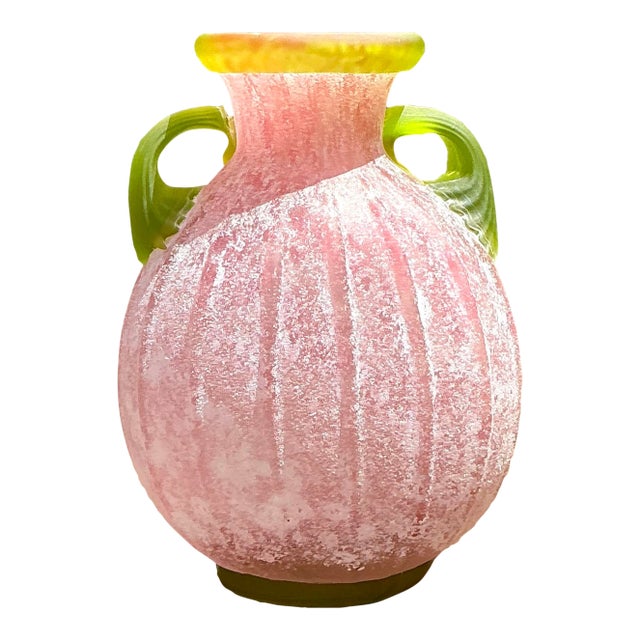 Vintage Italian Hand Blown Glass Vase For Sale