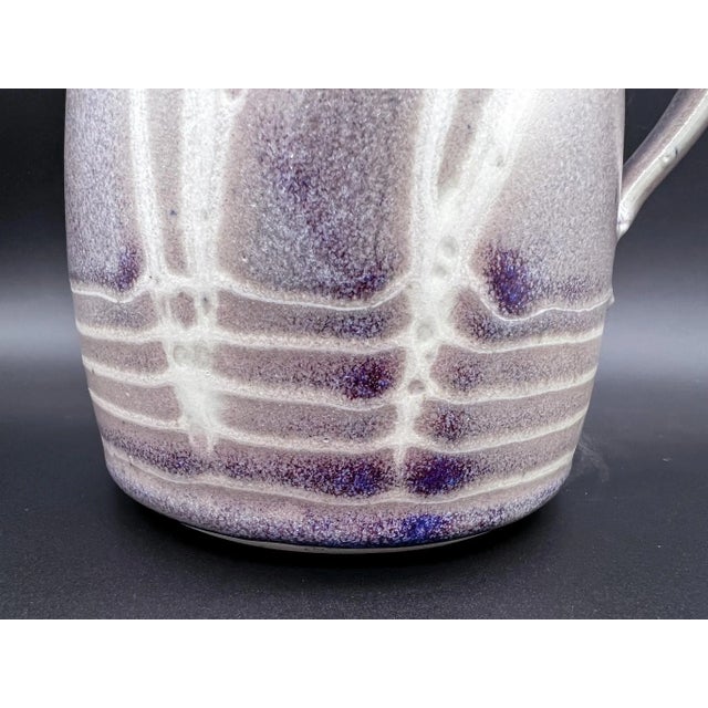 Late 20th Century Contemporary Signed Dahlstedt Gray and Purple Botanical Studio Pottery Pitcher For Sale - Image 5 of 11