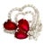 Ruby Diamond 18k White Gold Hearts and Flower Motif Ring, Size 7.25 For Sale
