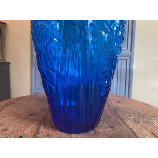 Glass French Art Deco Cobalt Blue Vase, 1930s For Sale - Image 7 of 14
