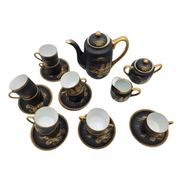 Mid-Century Modern Japanese Porcelain Coffee Set, 1960s, Set of 25 For Sale