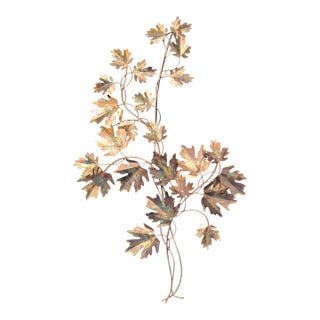 1970s Mid-Century Modern Curtis Jere Style Copper Maple Leaf Wall Sculpture For Sale